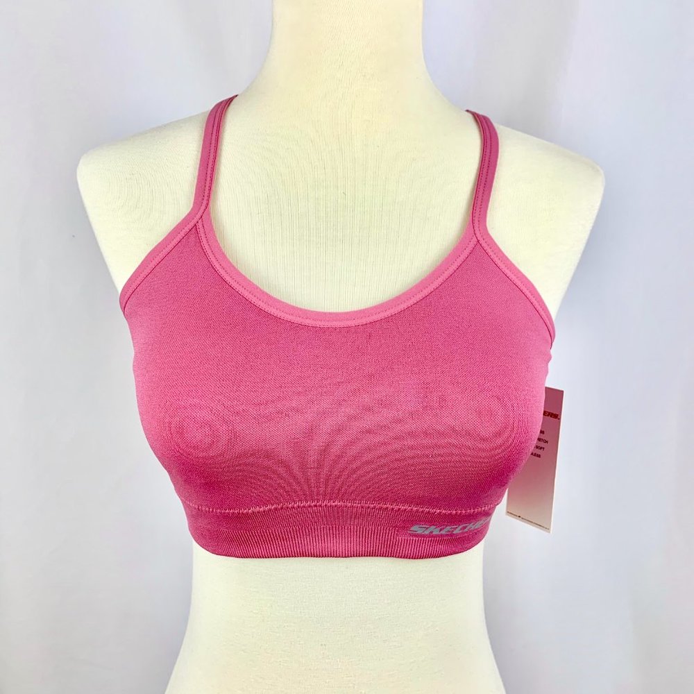 NWT Skechers Pink Mauve Sports Bra Size Small - Picture 2 of 10